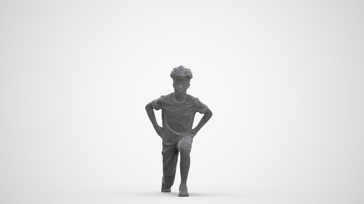 3D people model boy casual kids, scanned human for 3ds Max rendering, three-quarter front view render