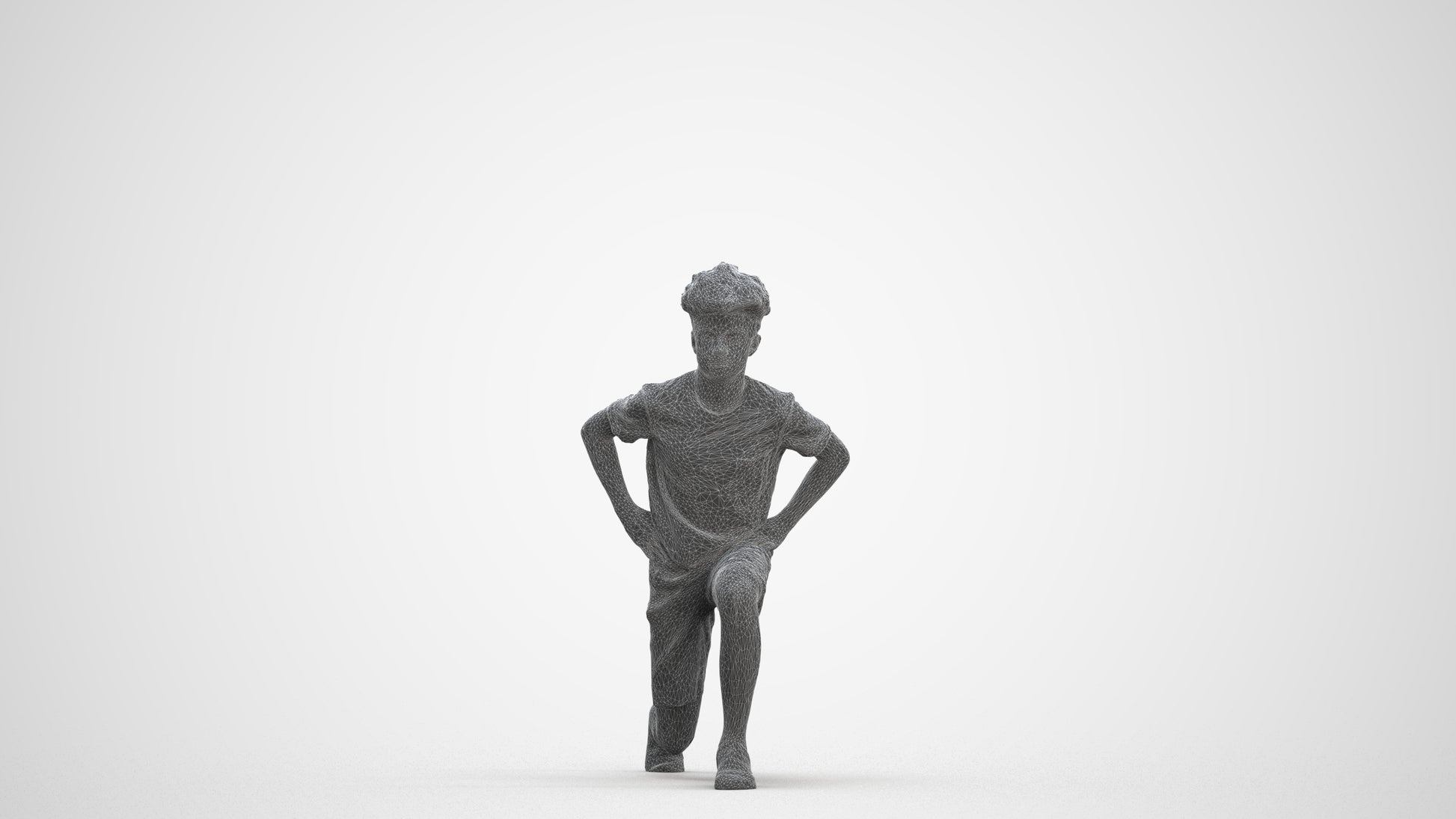 3D people model boy casual kids, scanned human for 3ds Max rendering, three-quarter front view render