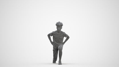 3D people model boy casual kids, scanned human for 3ds Max rendering, three-quarter front view render