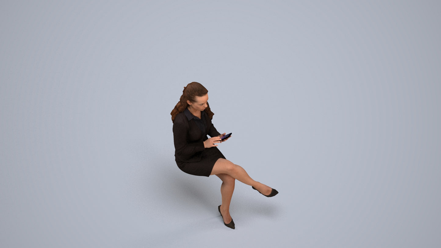 realistic 3D woman business, scanned archviz people for Blender and 3ds Max, back view render