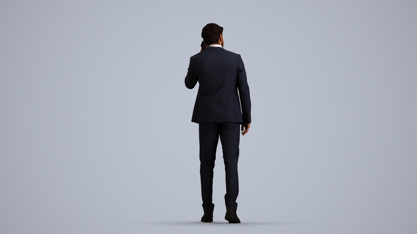 3D people model man business, scanned human for 3ds Max rendering, front view render
