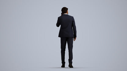 3D people model man business, scanned human for 3ds Max rendering, front view render