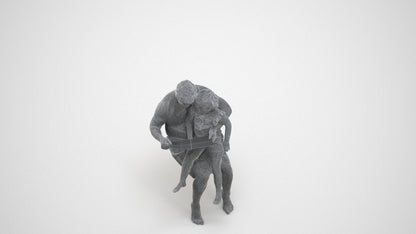 realistic 3D people woman casual kids, render-ready for V-Ray and Corona, FBX OBJ, wireframe three-quarter view