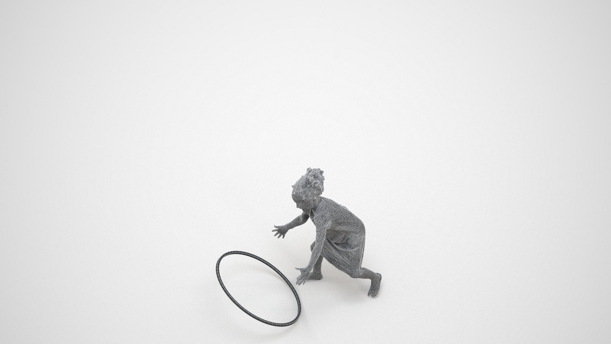 realistic 3D people girl casual kids, render-ready for V-Ray and Corona, FBX OBJ, wireframe three-quarter view