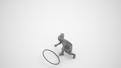 realistic 3D people girl casual kids, render-ready for V-Ray and Corona, FBX OBJ, wireframe three-quarter view