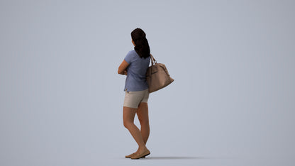 scanned 3D woman casual standing, photogrammetry people for Enscape and V-Ray, three-quarter view render