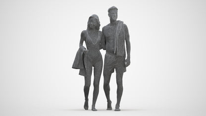 3D people model woman pool, scanned human for 3ds Max rendering, three-quarter front view render