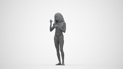 realistic 3D people woman pool, render-ready for V-Ray and Corona, FBX OBJ, wireframe back view