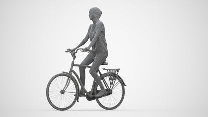 3D people model woman casual cycling, scanned human for 3ds Max rendering, wireframe back view