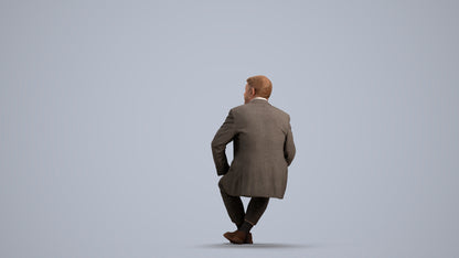3D people model senior man business sitting, scanned human for 3ds Max rendering, front view render