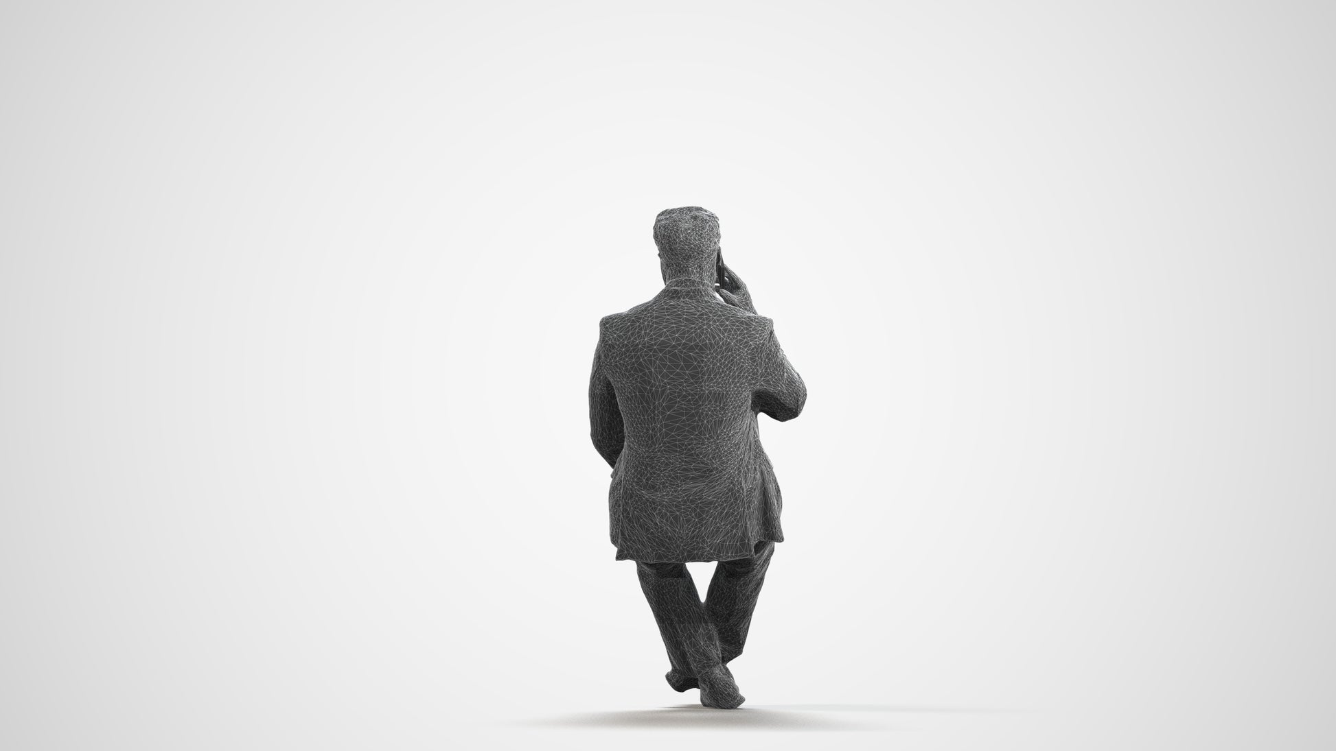 3D people model man business, scanned human for 3ds Max rendering, wireframe front view