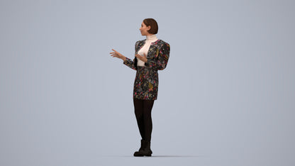 3D people model woman business walking, scanned human for 3ds Max rendering, top-down view render