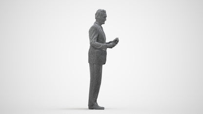 realistic 3D people man business, render-ready for V-Ray and Corona, FBX OBJ, wireframe side view