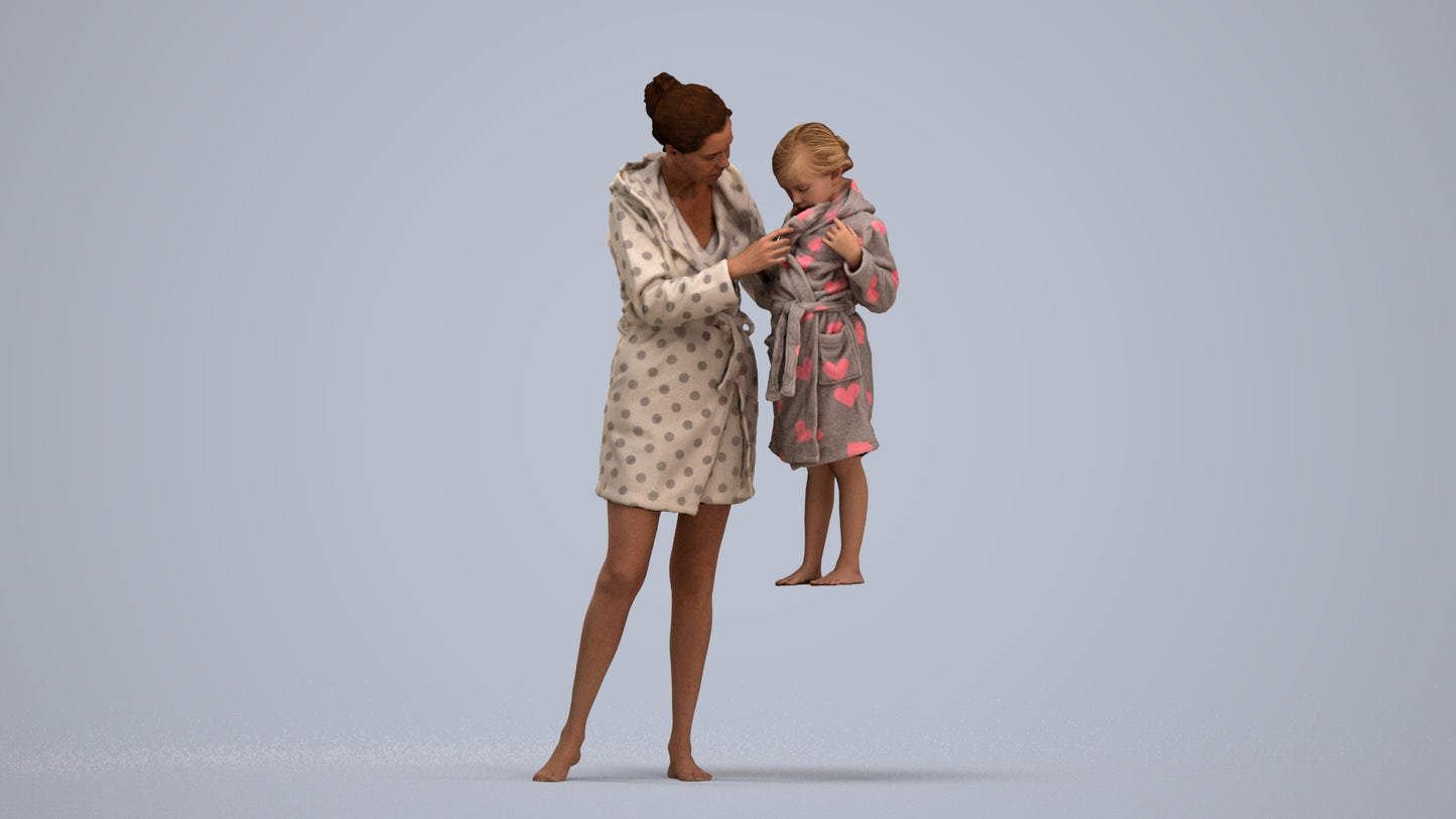 realistic 3D people girl casual kids, render-ready for V-Ray and Corona, FBX OBJ, standing pose render