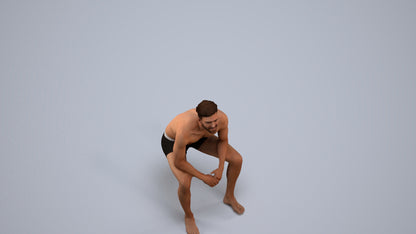 photogrammetry 3D man pool, realistic human model archviz FBX, back view render