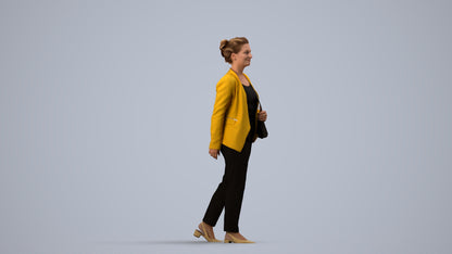 scanned 3D woman business walking, photogrammetry people for Enscape and V-Ray, side view render