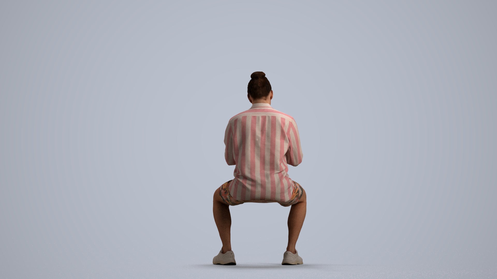 3D people model man casual sitting, scanned human for 3ds Max rendering, front view render