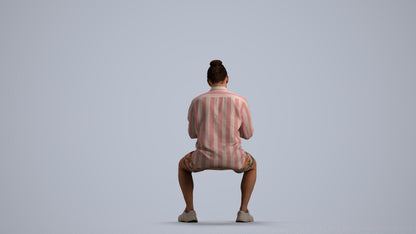 3D people model man casual sitting, scanned human for 3ds Max rendering, front view render