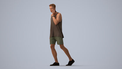 realistic 3D man casual walking, scanned archviz people for Blender and 3ds Max, three-quarter view render