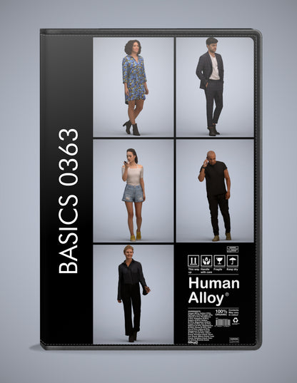 realistic 3D people walking set, 5 render-ready models for V-Ray and Corona