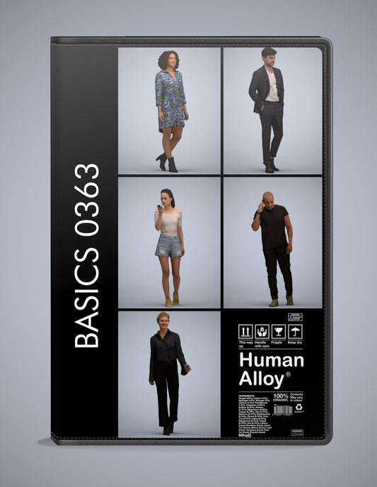 realistic 3D people walking set, 5 render-ready models for V-Ray and Corona