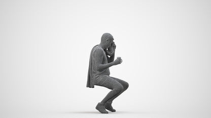 3D people model man sport, scanned human for 3ds Max rendering, wireframe side view