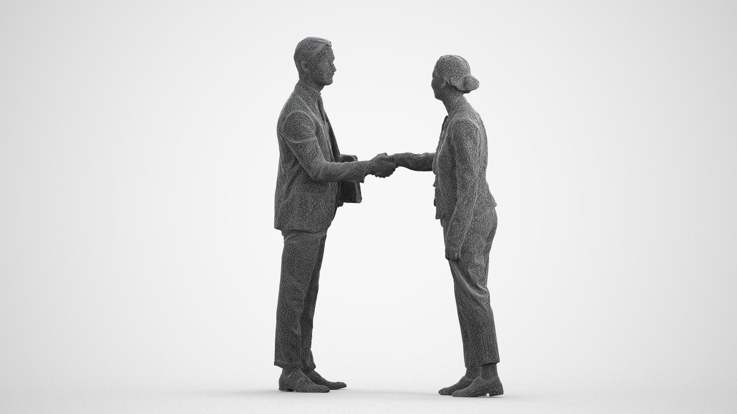 scanned 3D woman business, photogrammetry people for Enscape and V-Ray, wireframe front view