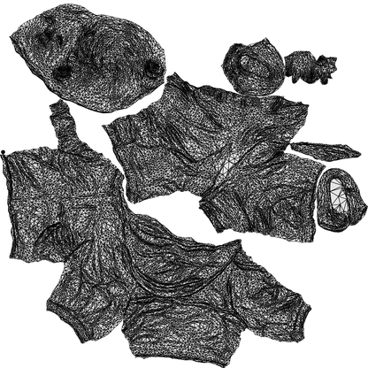 realistic 3D human boy casual kids, archviz people FBX OBJ for Blender, wireframe top-down view