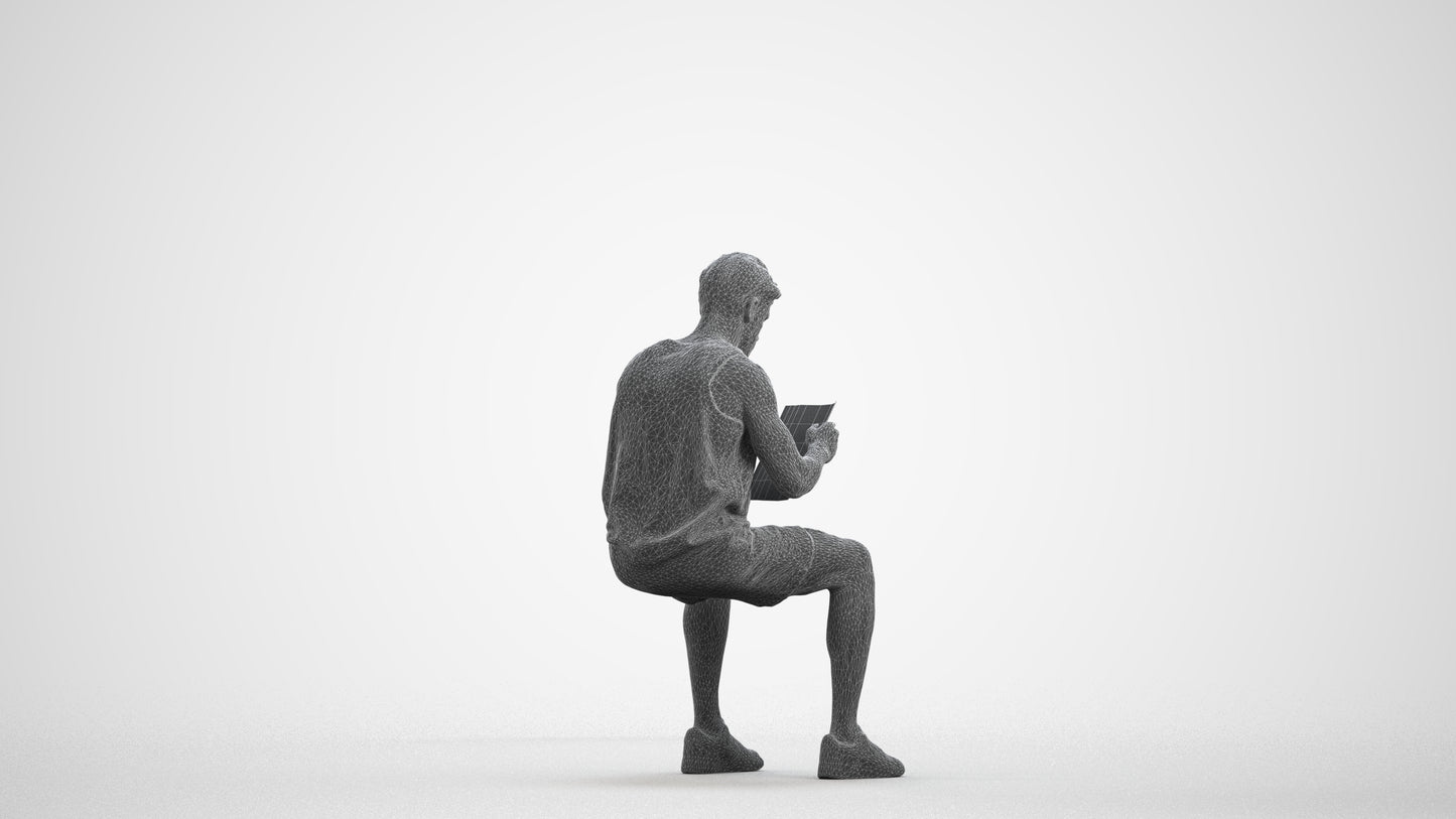 photogrammetry 3D man sport, realistic human model archviz FBX, wireframe front view