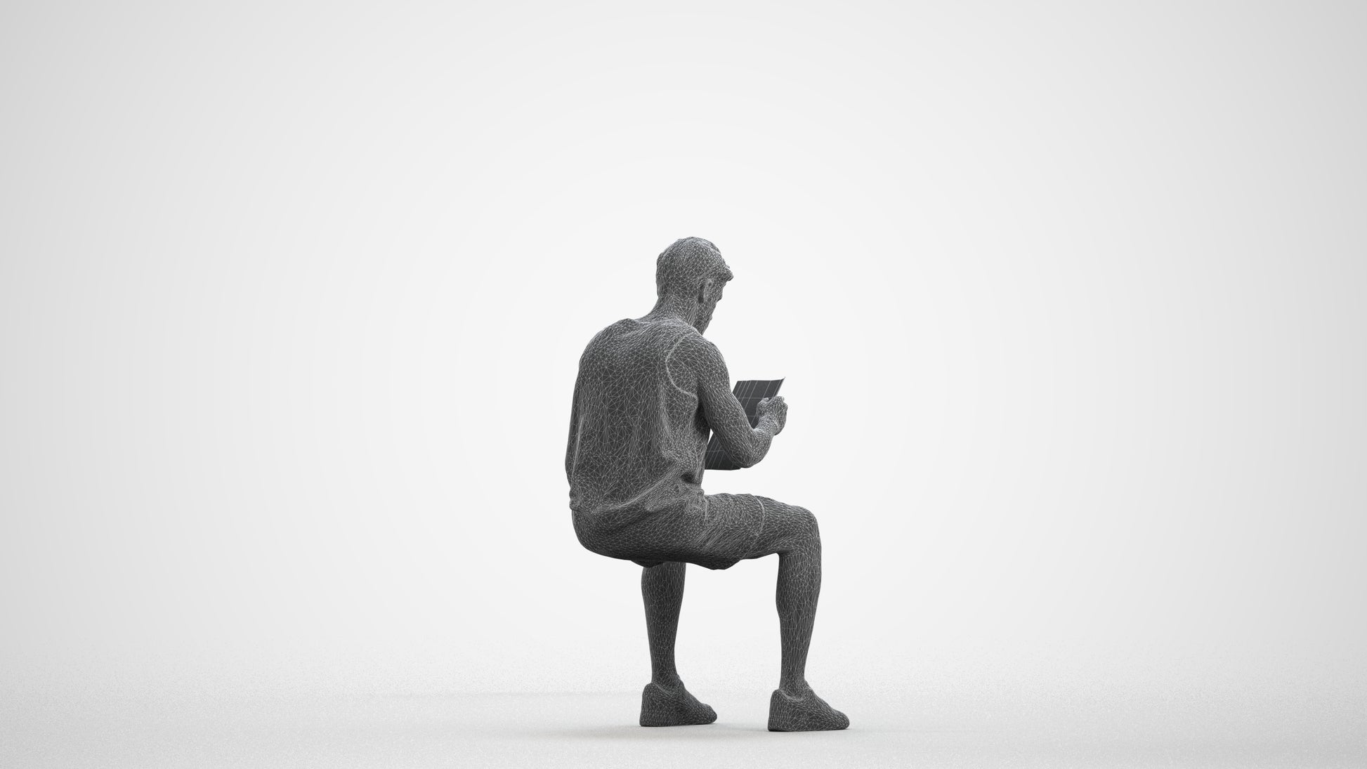 photogrammetry 3D man sport, realistic human model archviz FBX, wireframe front view