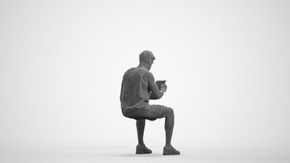 photogrammetry 3D man sport, realistic human model archviz FBX, wireframe front view
