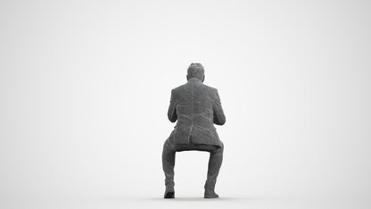 3D people model man business, scanned human for 3ds Max rendering, wireframe front view