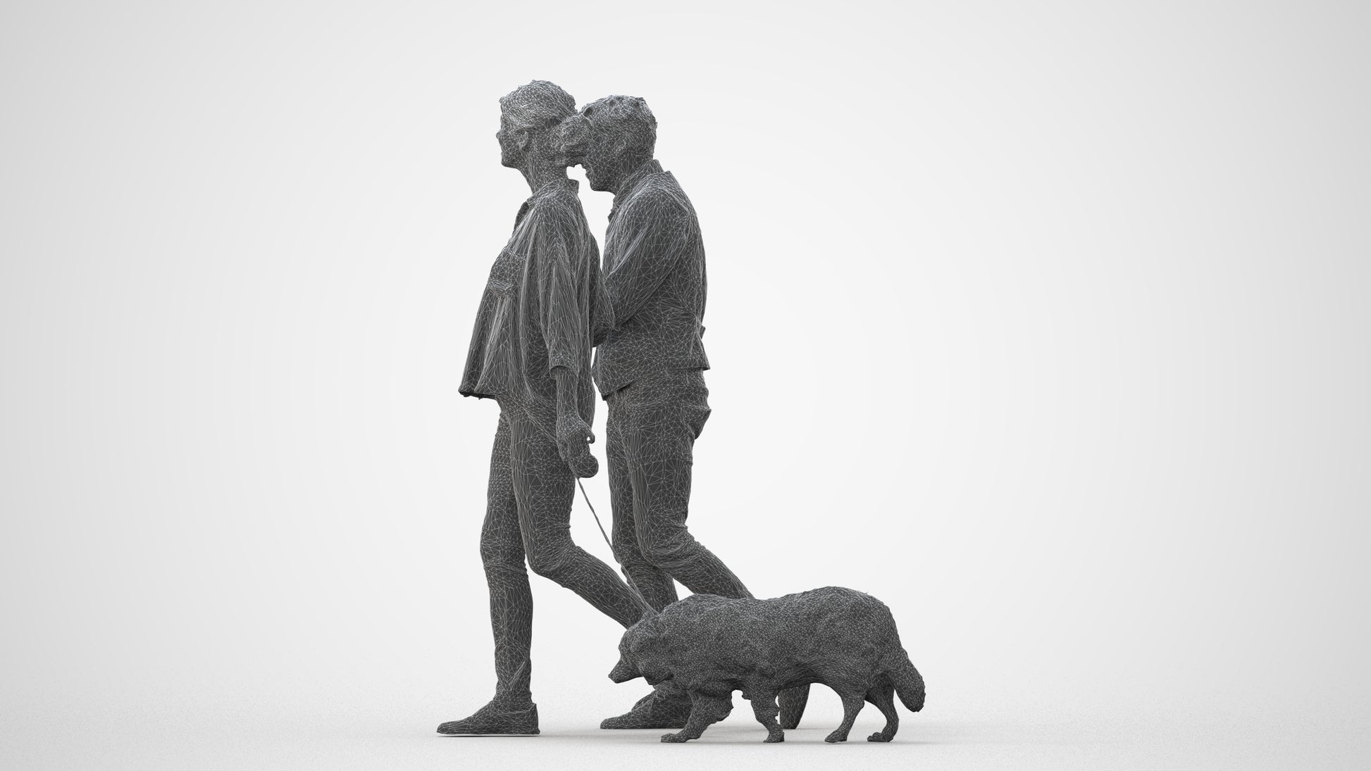 realistic 3D human woman casual couple, archviz people FBX OBJ for Blender, square thumbnail