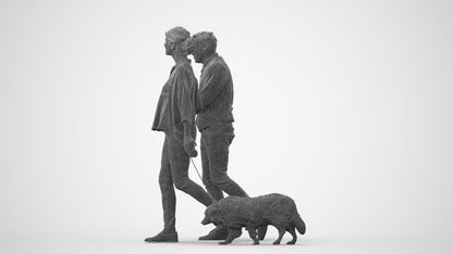 realistic 3D human woman casual couple, archviz people FBX OBJ for Blender, square thumbnail