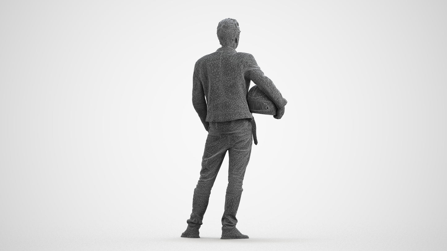 3D human model man casual standing, photogrammetry scanned person for archviz, wireframe front view