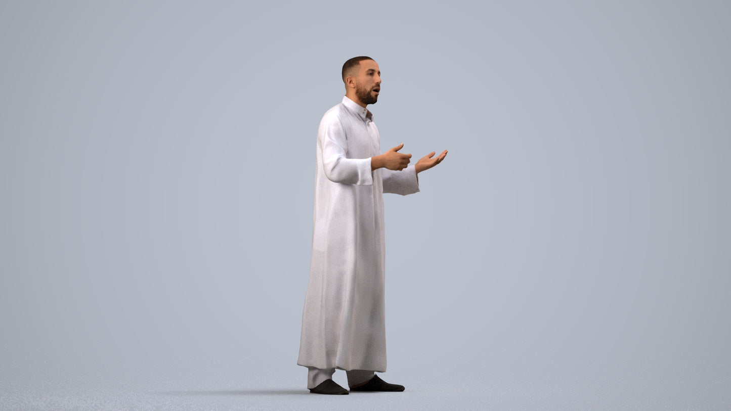 realistic 3D human man standing, archviz people FBX OBJ for Blender, side view render