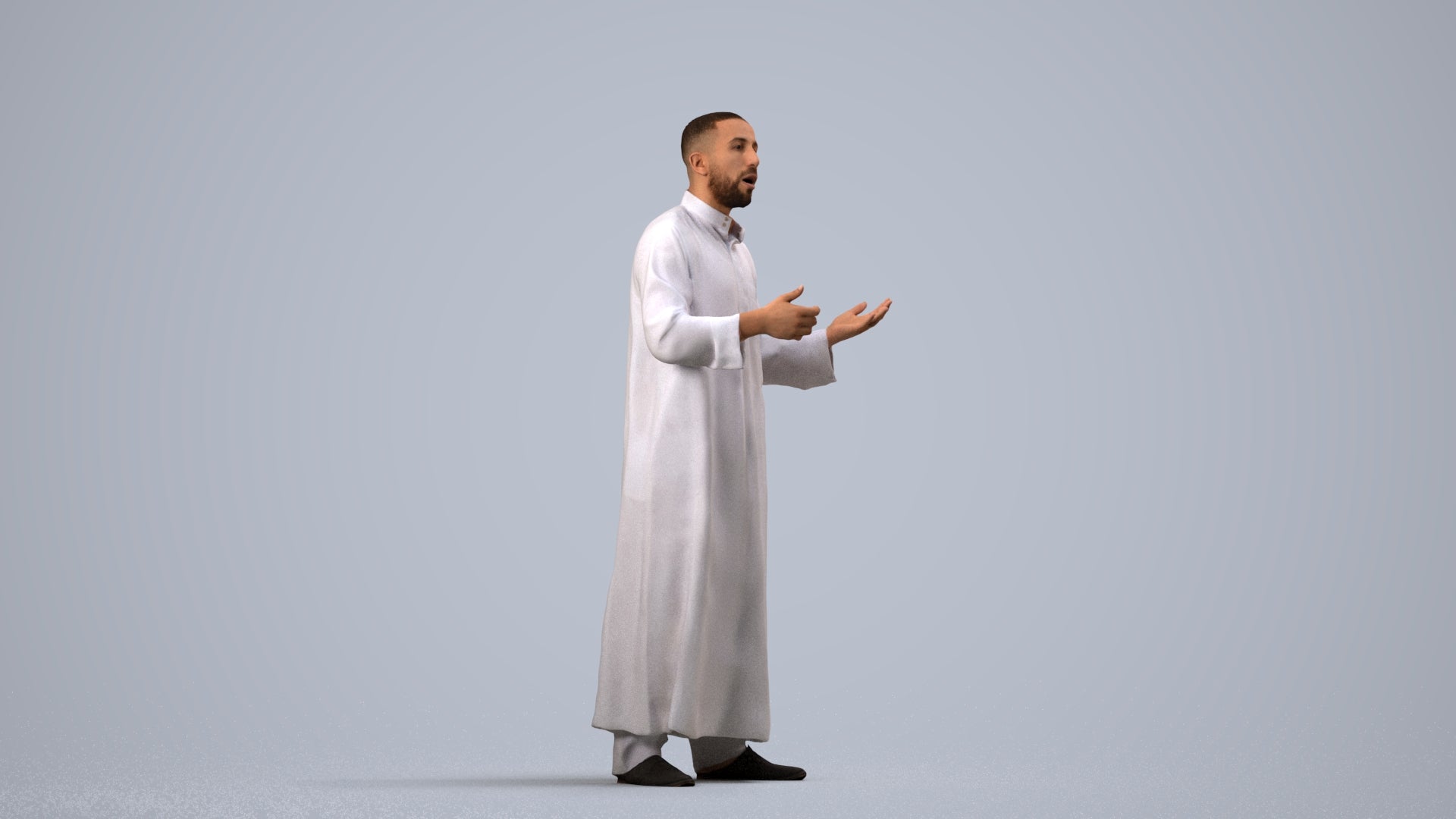 realistic 3D human man standing, archviz people FBX OBJ for Blender, side view render