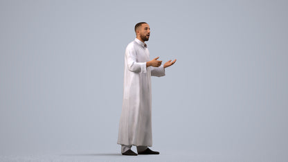 realistic 3D human man standing, archviz people FBX OBJ for Blender, side view render