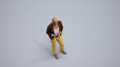 3D people model woman business standing, scanned human for 3ds Max rendering, back view render