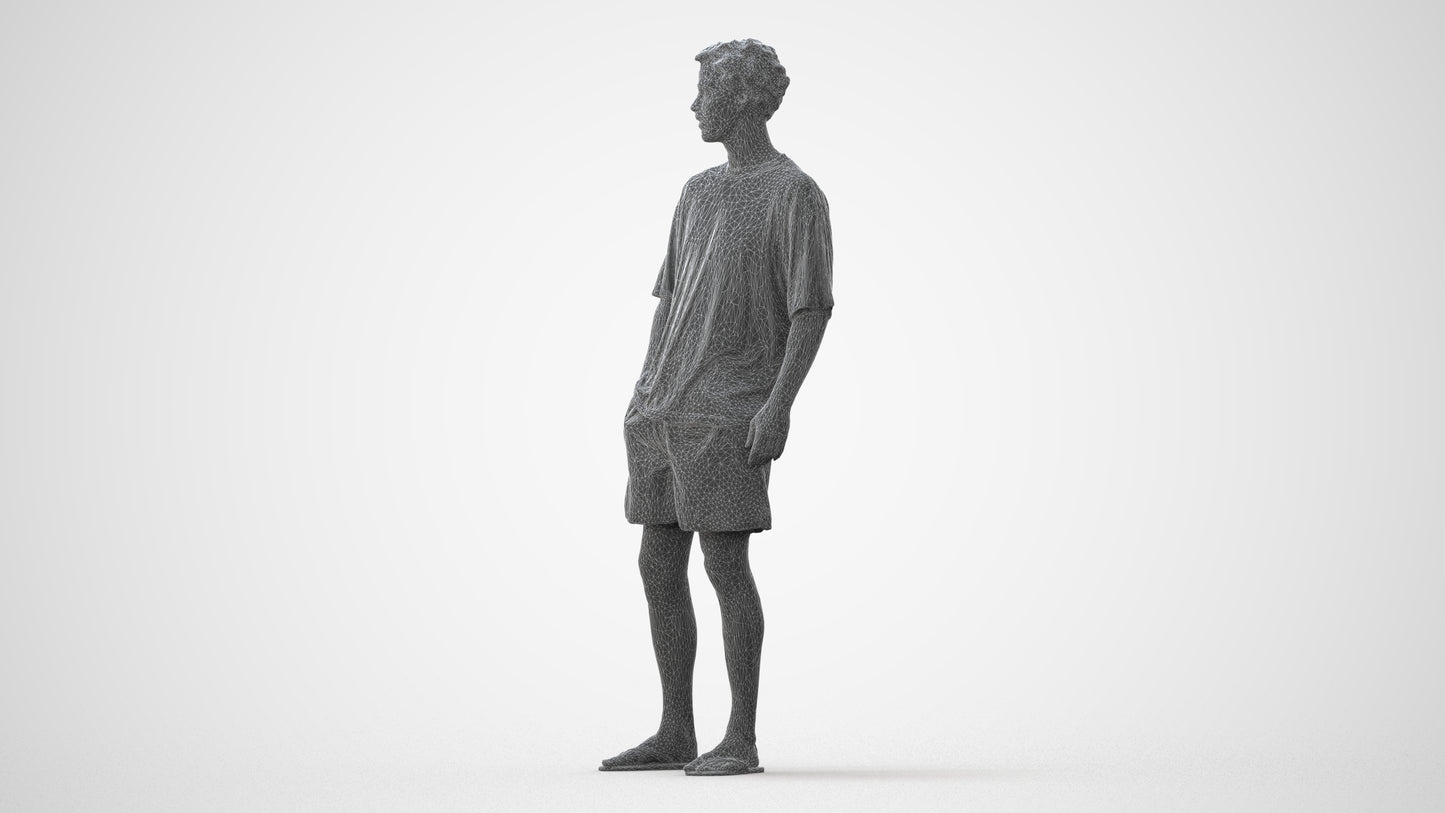 3D scanned man standing casual, photorealistic archviz people for Enscape and SketchUp, square thumbnail