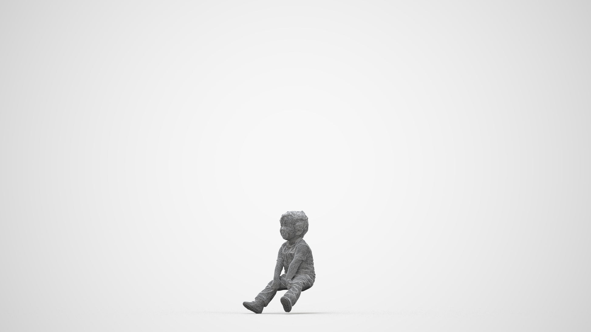 photogrammetry 3D boy casual kids, realistic human model archviz FBX, wireframe back view