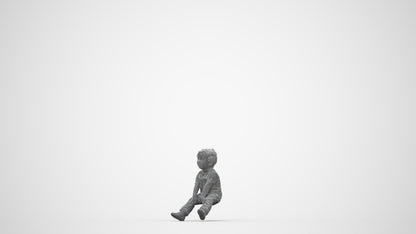 photogrammetry 3D boy casual kids, realistic human model archviz FBX, wireframe back view