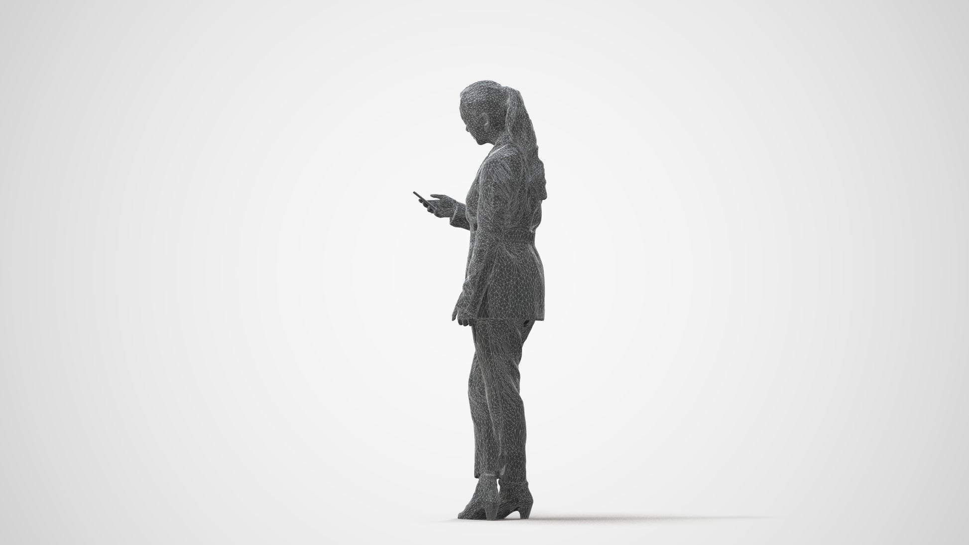 realistic 3D woman business standing, scanned archviz people for Blender and 3ds Max, square thumbnail