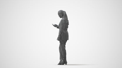 realistic 3D woman business standing, scanned archviz people for Blender and 3ds Max, square thumbnail