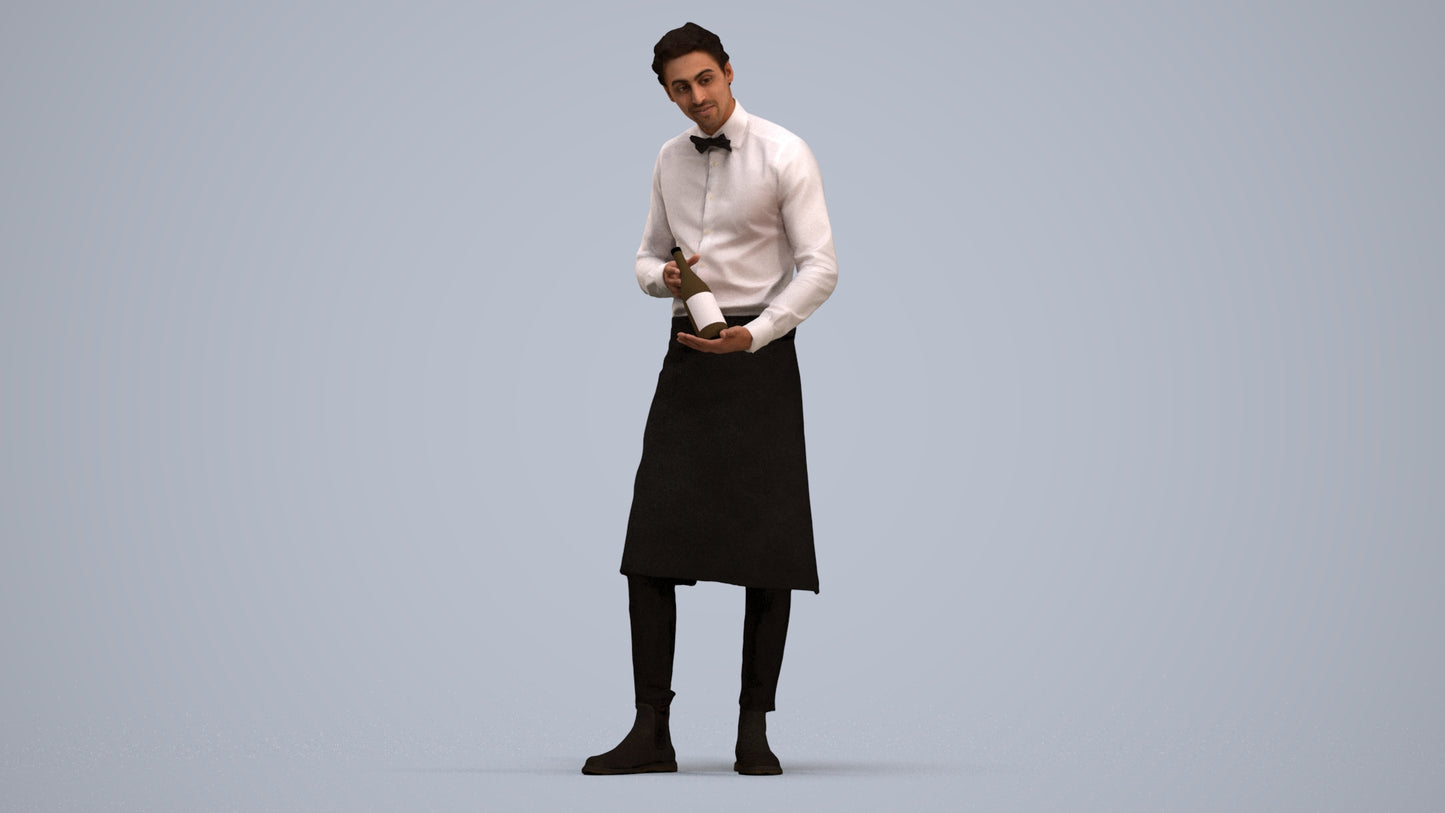3D scanned man hospitality, photorealistic archviz people for Enscape and SketchUp, standing pose render