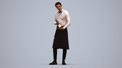 3D scanned man hospitality, photorealistic archviz people for Enscape and SketchUp, standing pose render