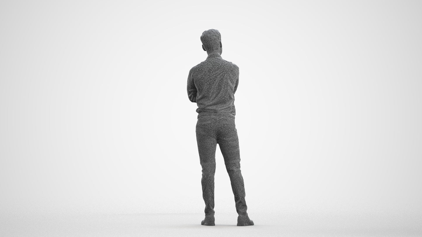 realistic 3D people man business, render-ready for V-Ray and Corona, FBX OBJ, wireframe front view