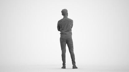 realistic 3D people man business, render-ready for V-Ray and Corona, FBX OBJ, wireframe front view