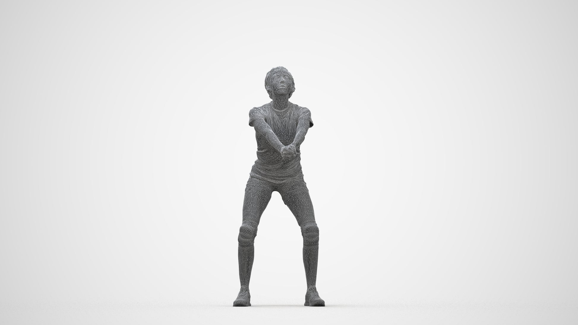 scanned 3D woman sport, photogrammetry people for Enscape and V-Ray, wireframe back view