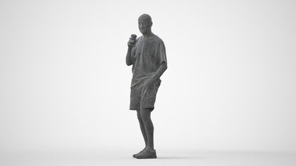 3D human model senior man casual standing, photogrammetry scanned person for archviz, square thumbnail